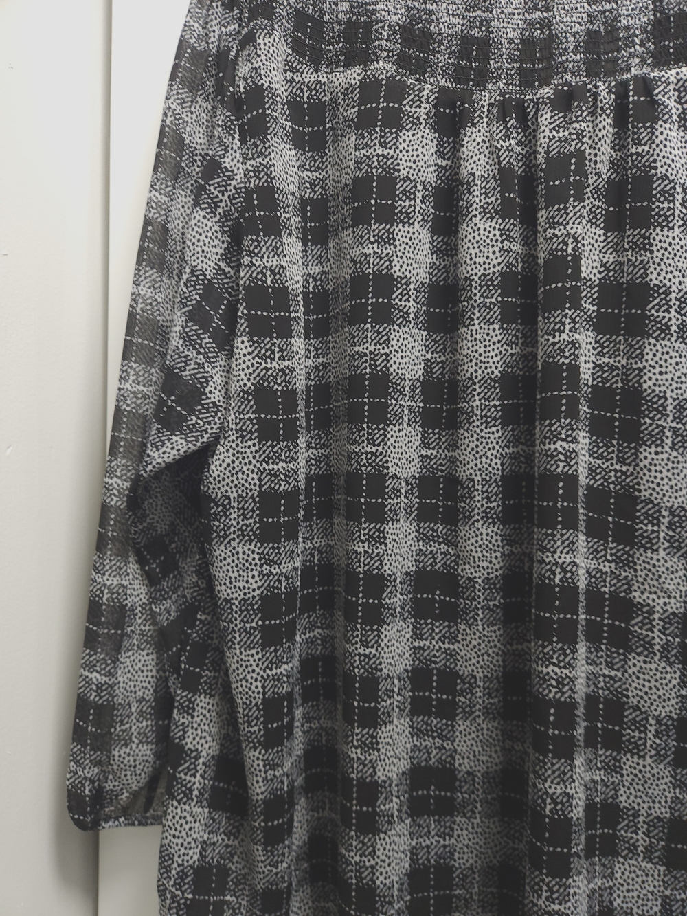 NWT Tommy Hilfiger Black & White Plaid Ruffle Neck Peasant Blouse Size 2X - Picture 10 of 12